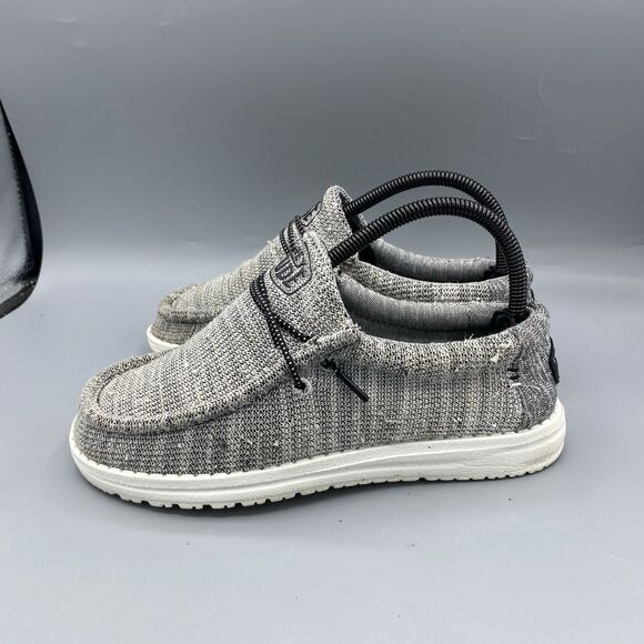 Hey Dude Wally Youth Stretch Yin Yang Gray Lightweight Casual Youth Size 5 US - Picture 4 of 7